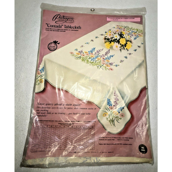 Vtg Paragon Needlecraft Tablecloth Only Contada Embroidery 0403 51 x 70 1976 NOS - Picture 9 of 9